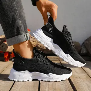 Women's Soft Lightweight Lace Up Sneakers Breathable Wear-Resistant Thick Sole Versatile Minimalist Style All-Day Comfort Knit Upper Non-Slip