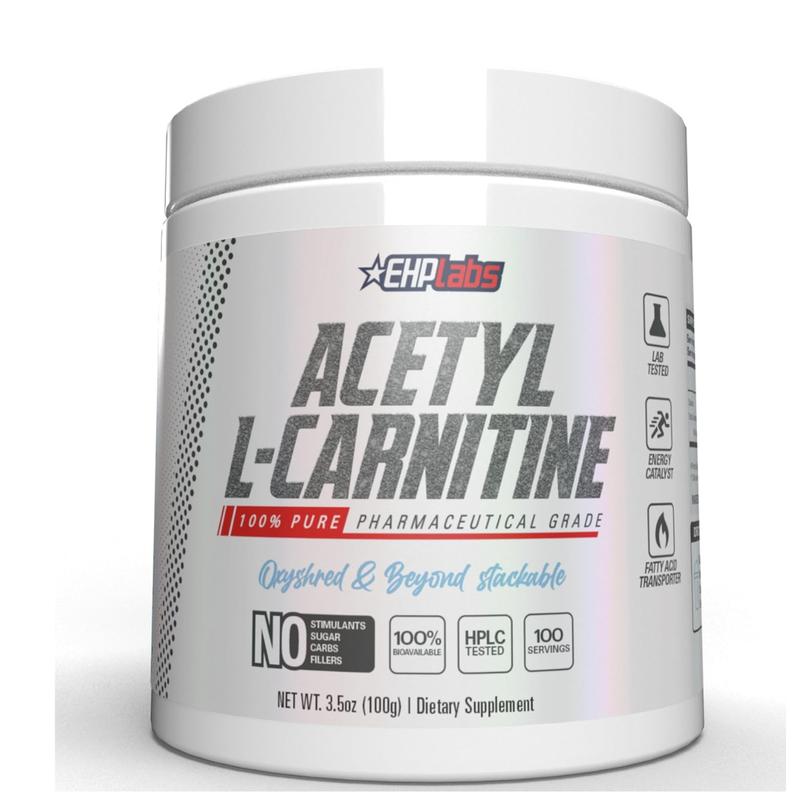 EHP Labs Acetyl L-Carnitine Powder - Supports Natural Energy Production, Brain Function, Heart Health, Vegan, Gluten Free, Non GMO - 100 Servings