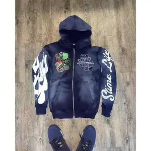 Retro Takashi Harajuku Fashion Brand Clothing Colorful Personalized Letters Oversized Zipper Sweatshirt Casual Loose Hoodie MenGift