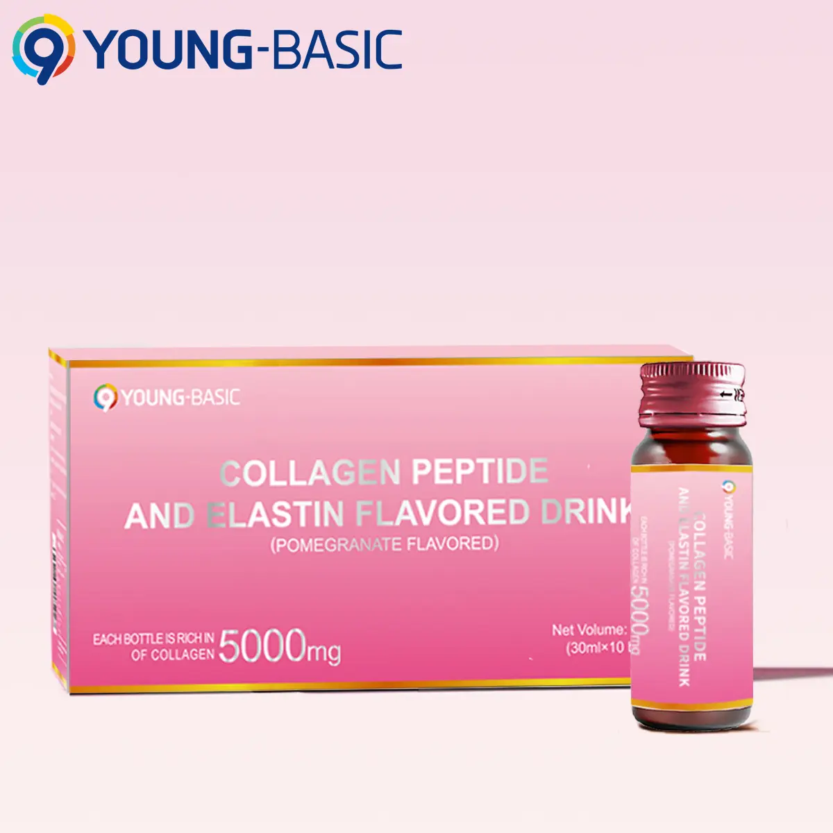 9 Young-Basic Collagen Liquid Drink 5000mg Elastin Beauty Supplement for Women - Reduces Wrinkles, and Improves Sleep - Healthcare Fitness Edible Dietary Hydrolyzed Colagen Peptide