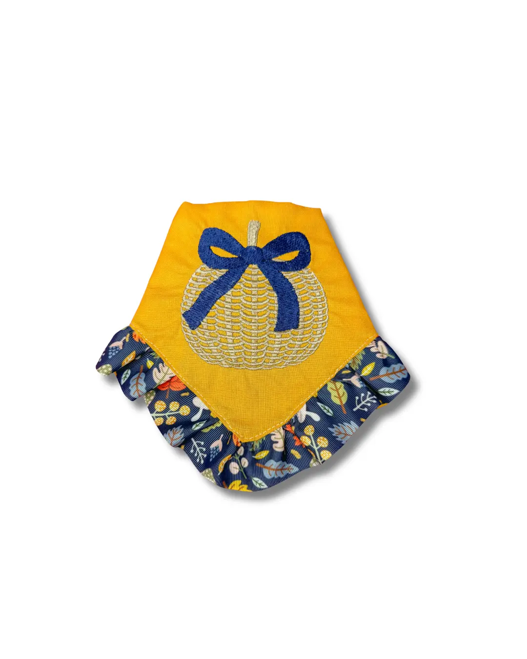 Wicker Pumpkin Embroidered bandana with soft macrame cord tie closure