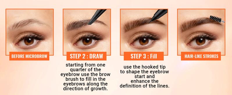 【FREE SHIPPING】2PCS iMethod 4D Brow Pen, 2-in-1 Eyebrow Pencil with Waterproof Microblading and Dual-Ended Eyeliner Brush for Natural Brow Makeup and Eyelash Line