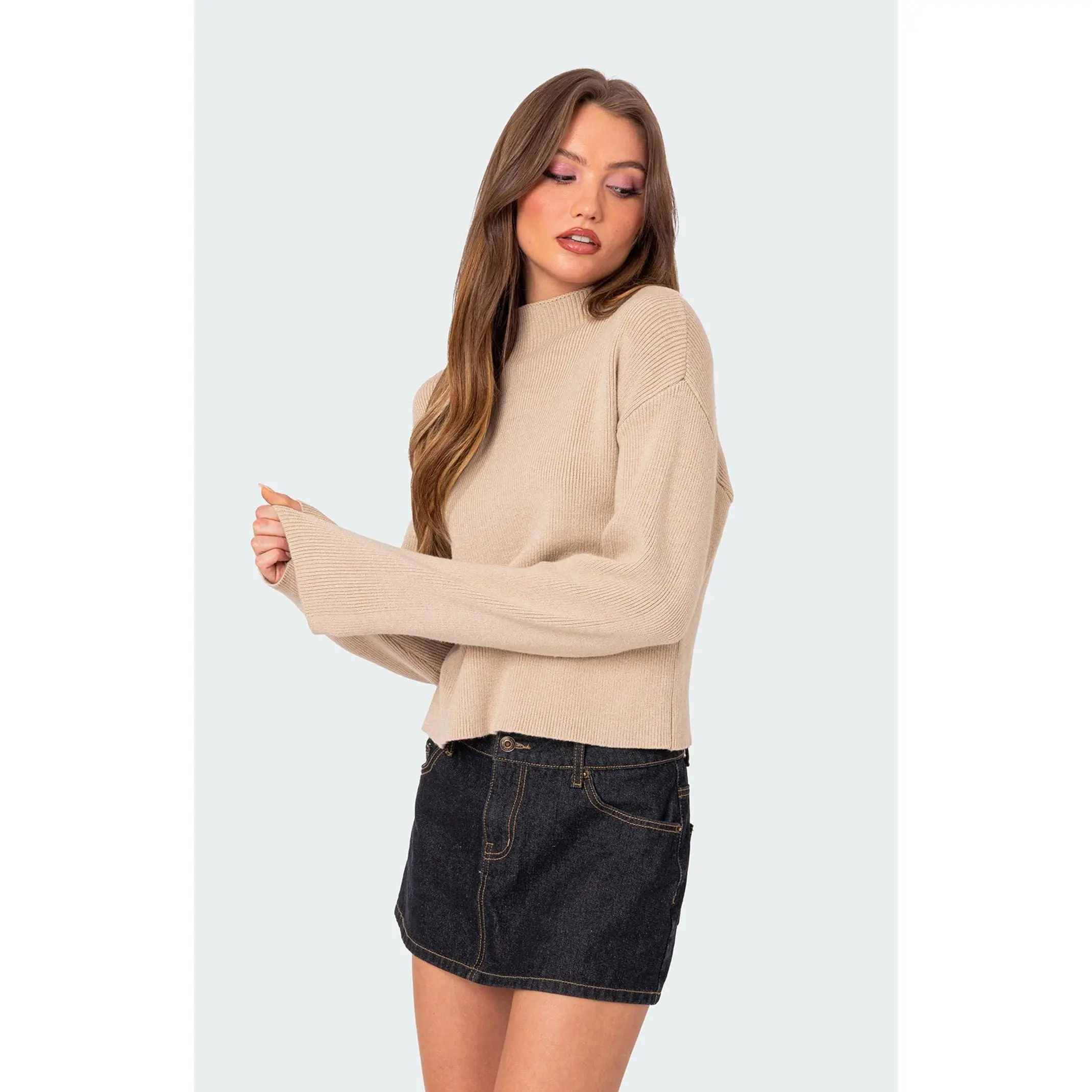 Edikted Women's Kimberly Mock Neck Sweater