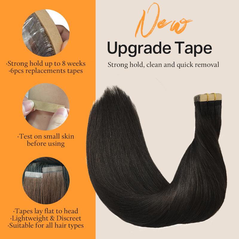 Doores Tape in  Remy Human Hair Extensions Natural Straight 14-24" Length for Everyday Use SpringStatements