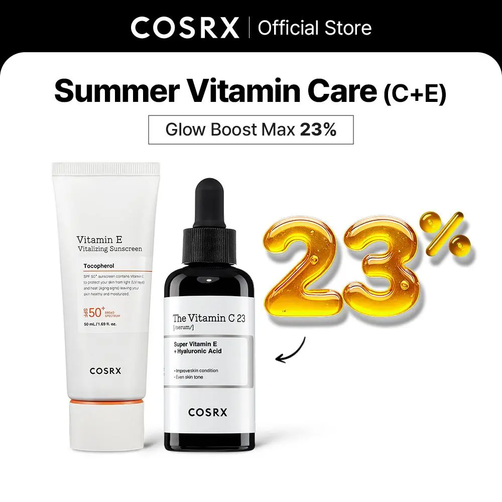 [COSRX Official] Vitamin C & E Skincare Set - Glow Boost Serum, SPF 50+ Broad Spectrum Cacao Sunscreen, Brightening Glowup, UV Shield, Repair, Redness Relief, Semi-Matte, Mild Unisex Tube, Cotton Texture, Radiant Even Tone, Even Skin Tone