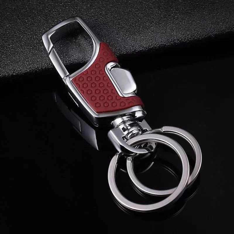 Durable Metal Dual Ring Keychain Black & Red Hook Key Holder for Car Bike & Office Keys 3 PCS Set