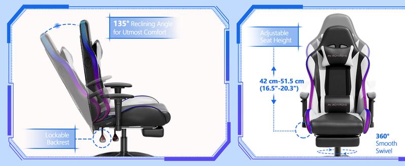 【RGB Series】Mr IRONSTONE L Shaped Gaming Desk with Led Lights Corner Computer Desk,L Shaped Desk with Carbon Fiber Surface, Home Office Desks Writing Workstation with Large Monitor Stand, Easy to Assemble, BacktoSchool