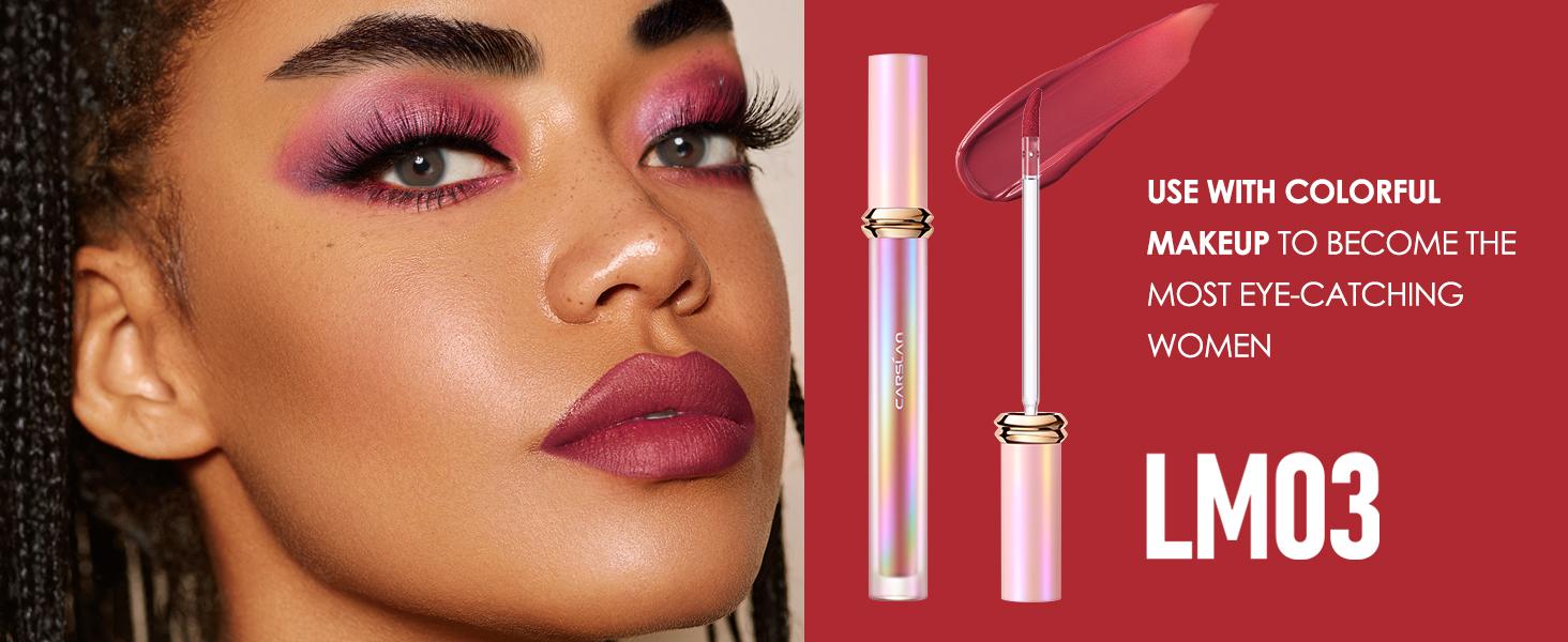 CARSLAN Matte Liquid Lipstick Long Lasting Highly Pigmented Lip Color Make Up For Women Lightweight Smooth Summer Full Coverage Lipgloss Makeup Carlan Sweet Kiss Smudgeproof