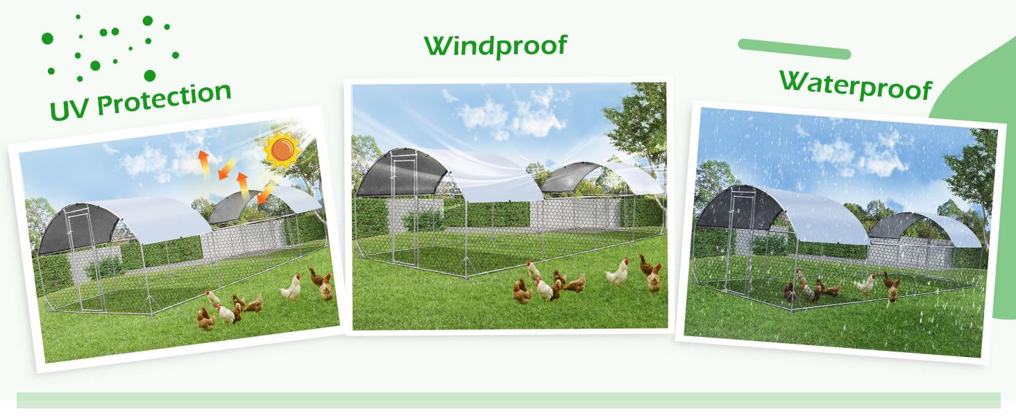 AECOJOY Large Dome Walk-in Metal Chicken Cage with Chain Link Fence - Prevents Predators - Suitable for 10+ Chickens and Poultry Outdoor