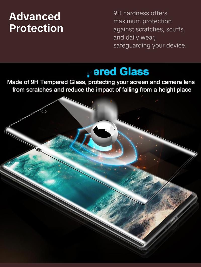 [2+2 Pack] Galaxy S21 Ultra Screen Protector Tempered Glass for Samsung Galaxy S21 Ultra 5G, Ultrasonic Fingerprint Compatible,3D Curved,HD Clear with 9H Tempered Glass Camera Lens Protector Shockproof Automatic