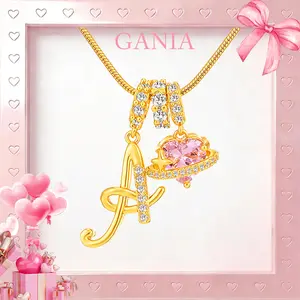 GANIA Art-designed personalized name letter necklace, free of allergenic ingredients, with adjustable size. It is an excellent Valentine's Day gift for women and girls.