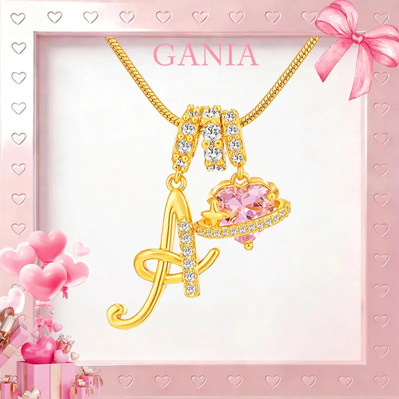 GANIA Art-designed personalized name letter necklace, free of allergenic ingredients, with adjustable size. It is an excellent Valentine's Day gift for women and girls.