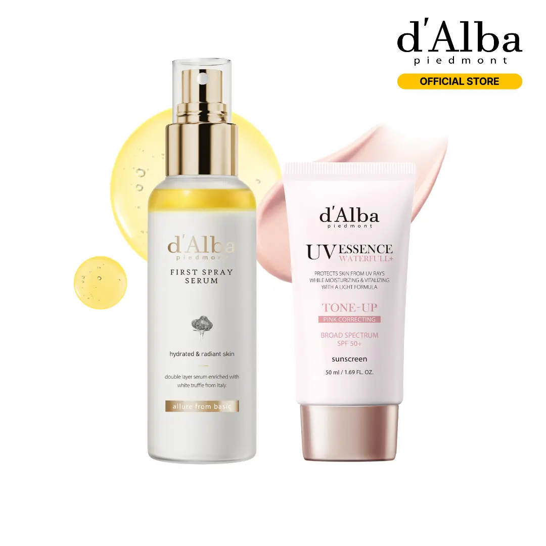 [OFFICIAL d'Alba] [Set] Glow SPF Duo | White Truffle First Spray Serum (3.38 fl oz) + White Truffle Waterfull Tone Up Sunscreen Serum (1.69 fl oz)