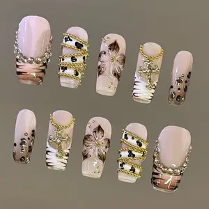 NailVesta SAFARI PRINCESS – 100% Handcrafted 3D Press-On Nails | Reusable, Long-Lasting, Salon-Quality