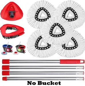 Spin Mop Head Replacement & Shower Floor Scrubber (No Bucket), Compatible with O Cedar EasyWring 1-Tank System, Microfiber Mop Refill Heads for Cleaning All Hard-surfaced Floor, Easy to Replace Easy to Clean