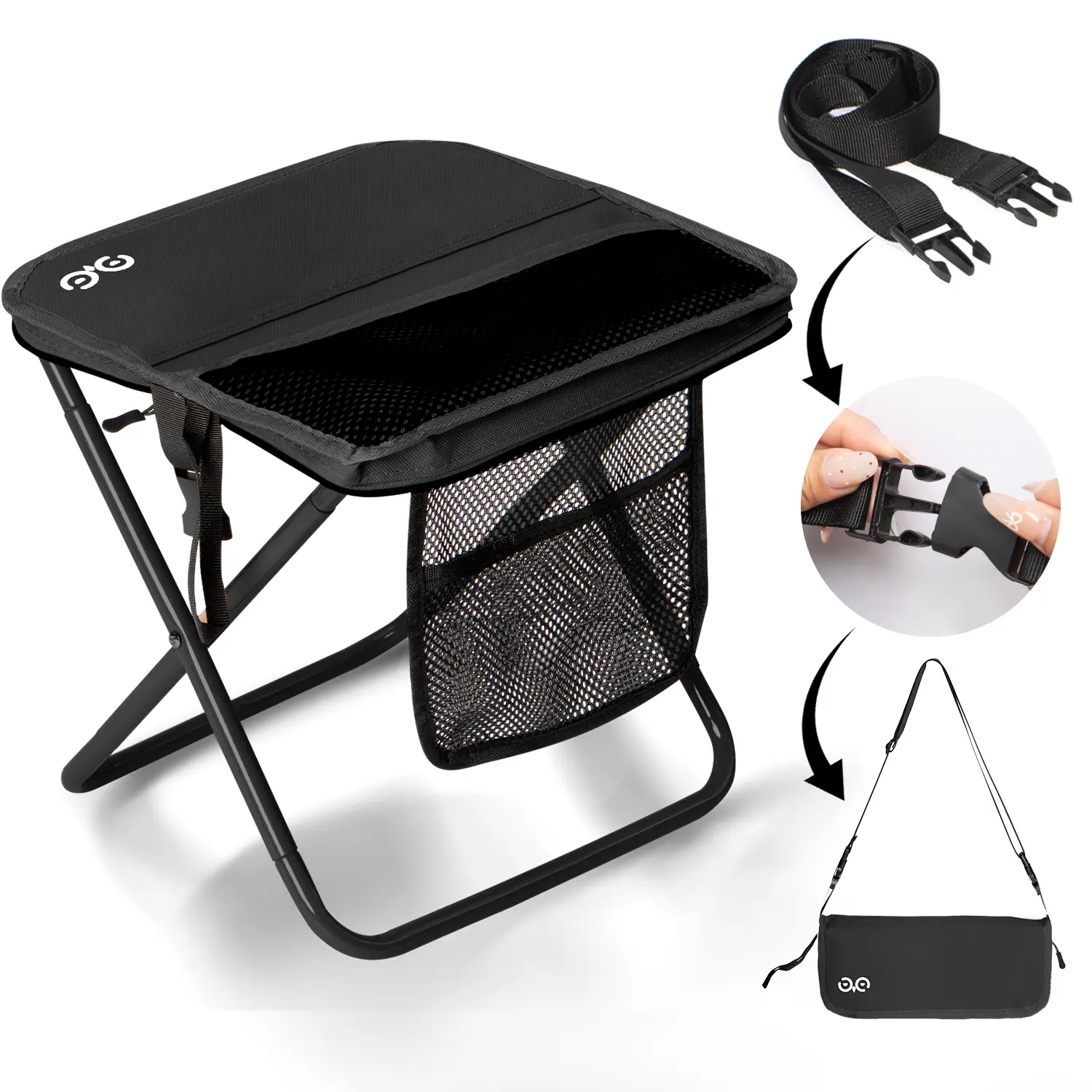 【Outdoor essential】Camdoor Upgraded Foldable Stool Ultra Light 1.5 lbs,   fanatic outdoors，Max Load 400lbs, Portable Outdoor Chair with Side Pockets & Shoulder Strap for Camping Hiking Fishing BBQ,The best Mother's Day gift