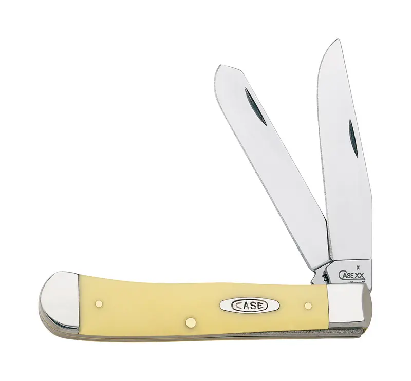 Case Trapper Yellow Carbon Steel Mirror-Polished 4-1/8" Pocket Knife - Model 161