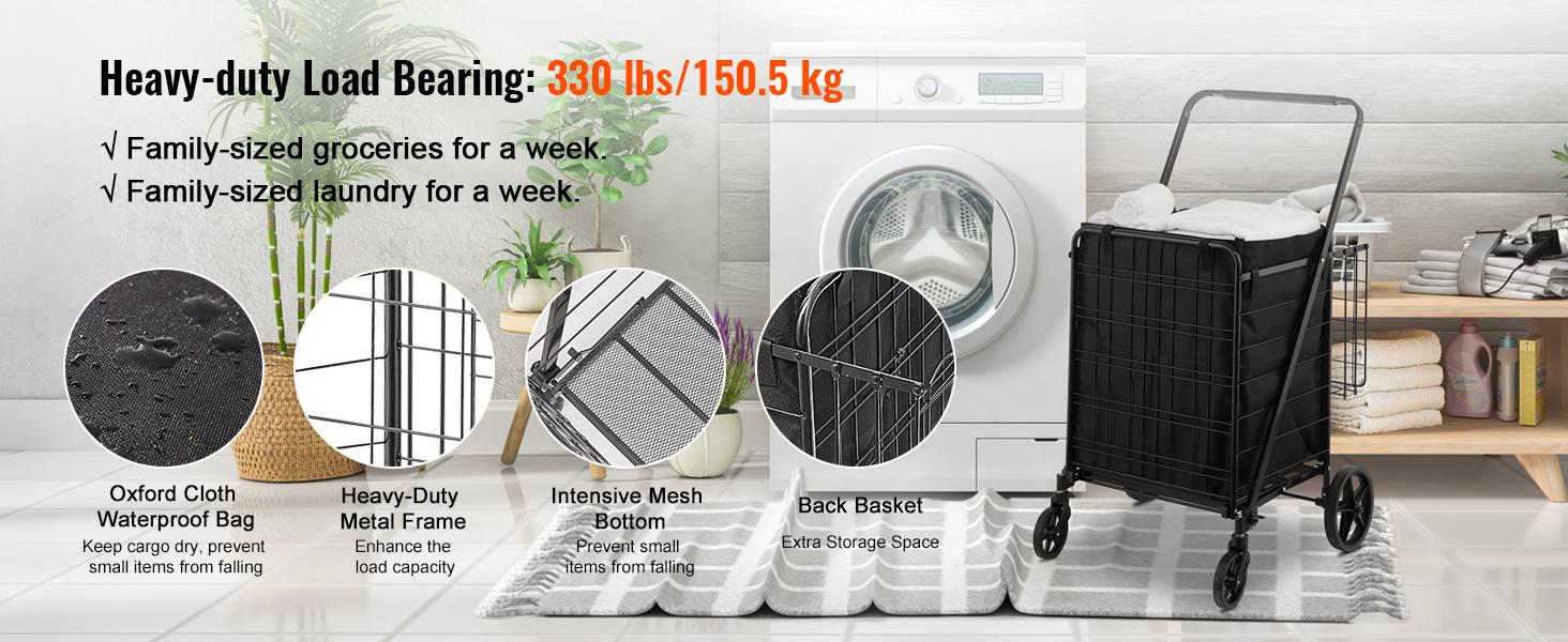 VEVOR Folding Shopping Cart with Removable Waterproof Liner, TikTokShopBlackFriday, Max 330LBS Large Capacity Jumbo Grocery Cart with Dual Basket, 360° Swivel Wheels, Dense Metal Mesh Base, Heavy Duty Utility Cart VEVOR Folding Shopping Cart with Removable Waterproof Liner, TikTokShopBlackFriday, Max 330LBS Large Capacity Jumbo Grocery Cart with Dual Basket, 360° Swivel Wheels, Dense Metal Mesh Base, Heavy Duty Utility Cart