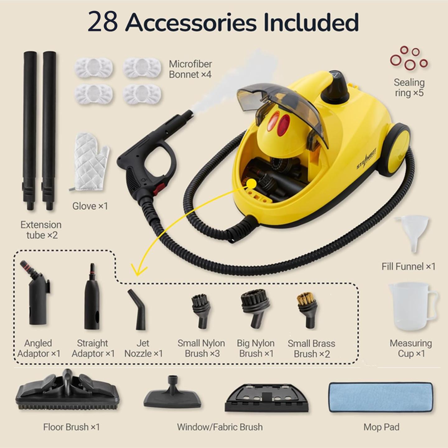 Steambot Steam Cleaner with High Pressure Steam, 2L Large Water Tank Capacity, 28 Accessories with storage case design, Heavy Duty Chemical-Free Deep Cleaning for House, Kitchen, Bathroom, Car, Multi-Purpose Cleaning, Steamer for Cleaning,Floor Steamer Steambot Steam Cleaner with High Pressure Steam, 2L Large Water Tank Capacity, 28 Accessories with storage case design, Heavy Duty Chemical-Free Deep Cleaning for House, Kitchen, Bathroom, Car, Multi-Purpose Cleaning, Steamer for Cleaning,Floor Steamer