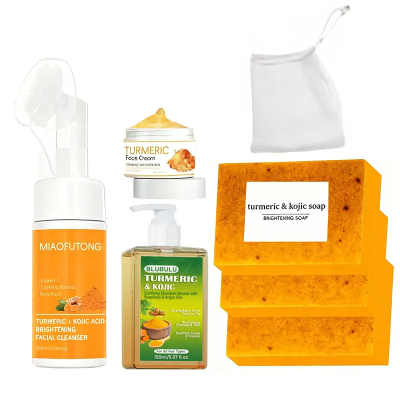 Turmeric Wash and Care five PieceSetTurmericCleansing Mousse, ,shampooTurmeric SoapFacial Turmeric SoapFacialCleansing Skincare FacialCleansing CleanserFacial Wash Comfort