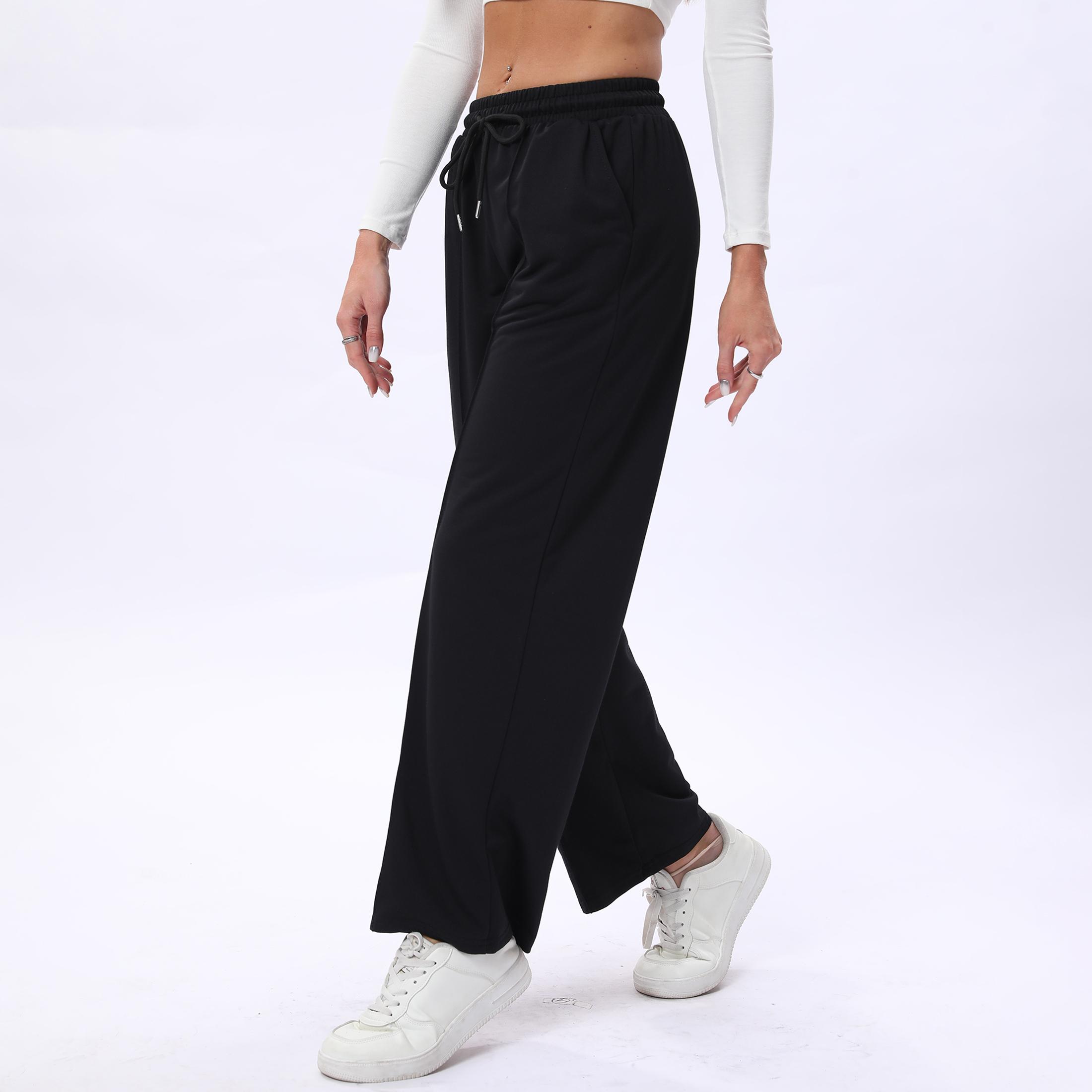 Women's Comfy Casual Versatile Low Rise Elastic Waist Loose Wide Leg Baggy Sweatpants with Pockets Springfresh Women's Comfy Casual Versatile Low Rise Elastic Waist Loose Wide Leg Baggy Sweatpants with Pockets Springfresh