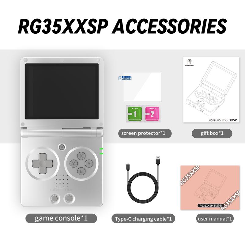 ANBERNIC RG35XXSP Handheld Game Console 3.5" IPS Screen Flip Game Player Linux System Battery 3300mAh HDMI connection to TV Transparent RG35XX SP Handheld Retro Gameing Console Gifts