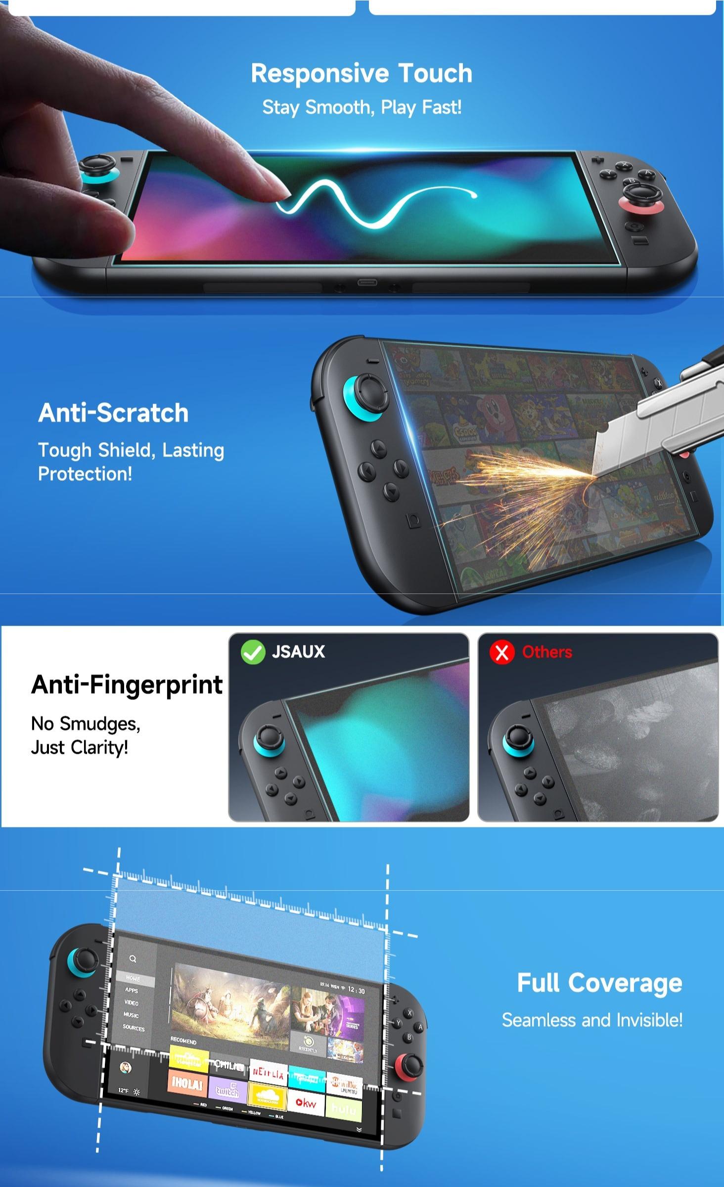 JSAUX 2-Pack Anti-Glare Screen Protector for Nintendo Switch 2, Matte Glass Protector 9H Hardness Easy to Install with Guiding Frame Scratch Resistant Tempered Glass