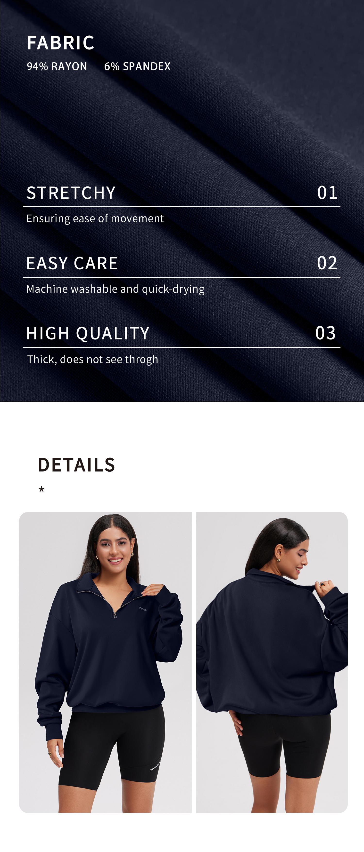 OQQ Women’s Athleisure Half-Zip Mock Neck Fall Long Sleeve Comfy Relaxed Casual Sweatshirts – Casual Lightweight Pullover Tops SpringStatements