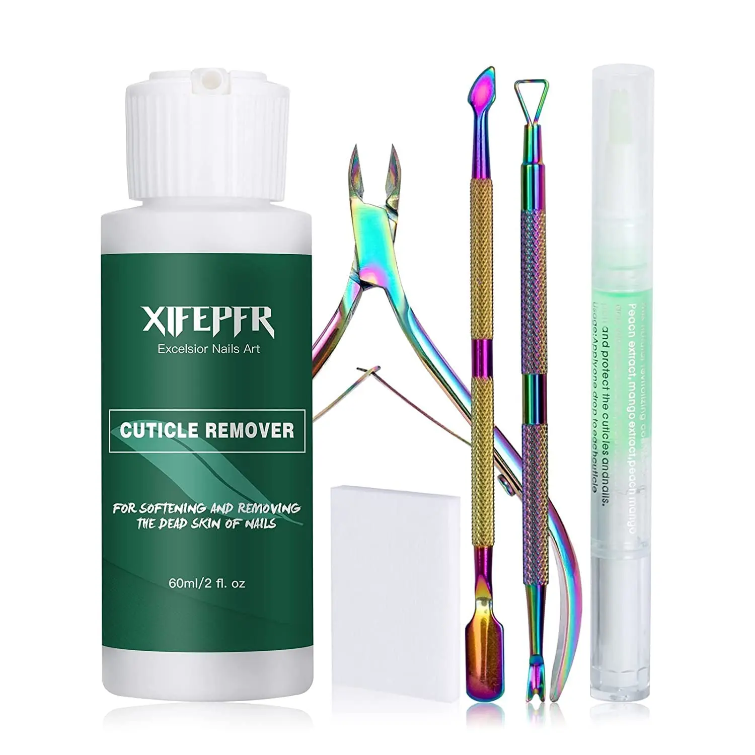6-in-1 Nail Cuticle Remover Kit - Acetone-Free Cream Oil Pen, Trimmer, Pusher & Cotton Pads - Gentle Exfoliator, Cream Care Products for Sensitive Skin Manicure - Ideal Gift for Women, Cuticle Exfoliator