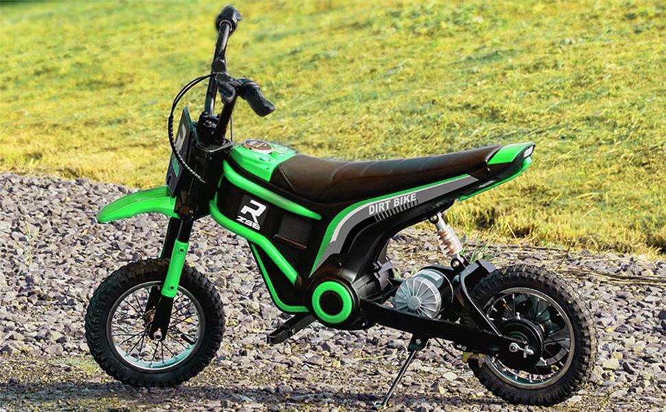 Aosom Electric Dirt Bike, 24V 350W Off-Road Electric Motorcycle, Up to 15 MPH with Brake, Music Horn, Rear Suspension for Ages 13+ Years