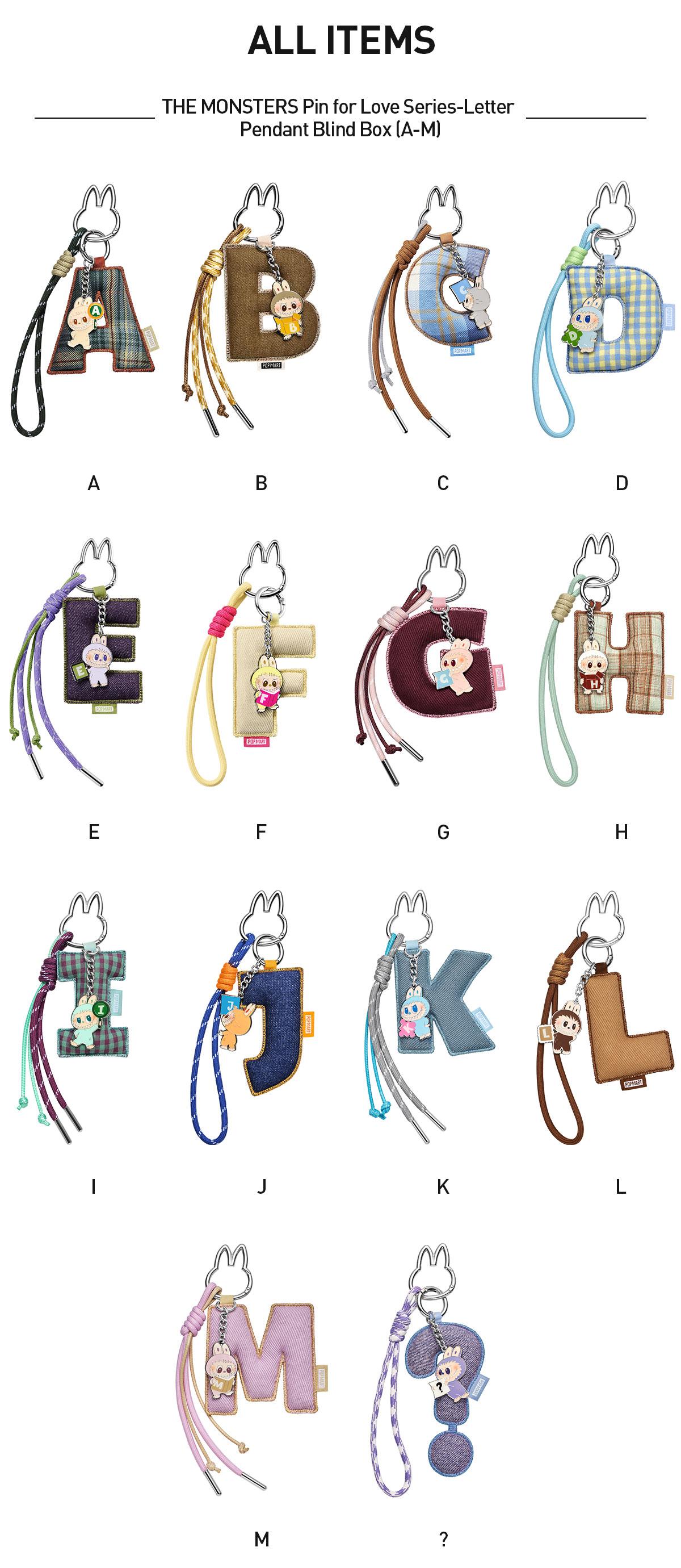 POP MART THE MONSTERS Pin for Love Series- Letter Pendant Blind Box (A-M)