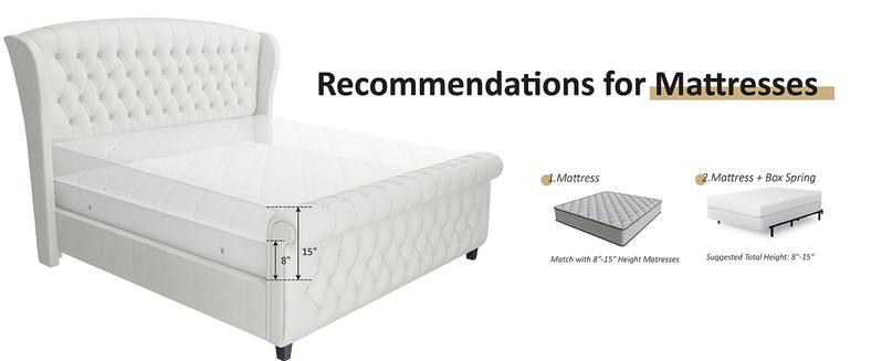 AMERLIFE Chenille Upholstered Sleigh Bed with Curved Headboard & Footboard, Deep Button Tufted, Wood Slats Support, No Box Spring Needed AMERLIFE Chenille Upholstered Sleigh Bed with Curved Headboard & Footboard, Deep Button Tufted, Wood Slats Support, No Box Spring Needed