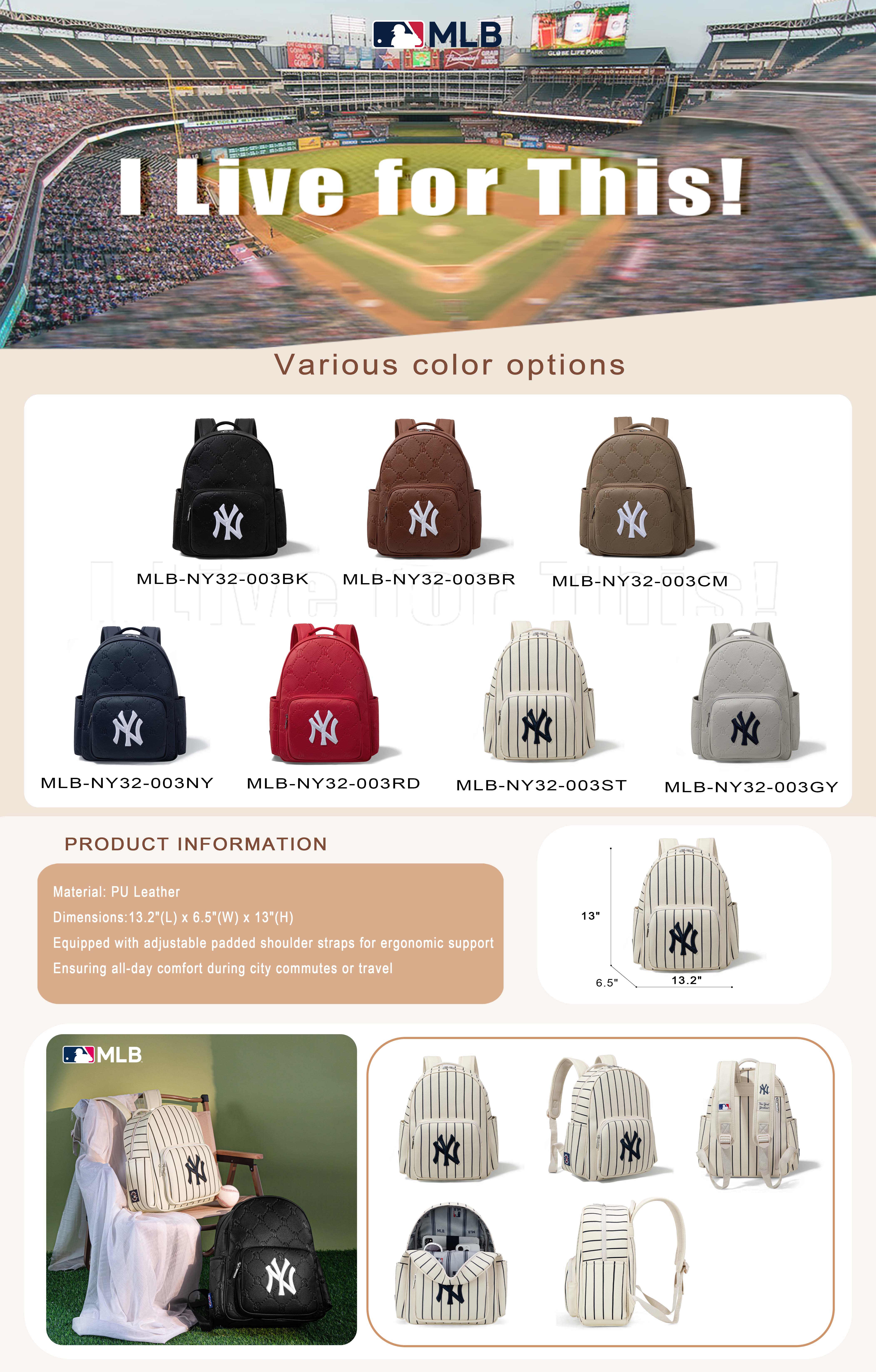MLB PU Leather Laptop Backpack College, Business, Work, Teacher, Travel, School Backpack,Logo Embroidered Backpack Unisex Multi-Compartment Large Capacity,32-003 MLB PU Leather Laptop Backpack College, Business, Work, Teacher, Travel, School Backpack,Logo Embroidered Backpack Unisex Multi-Compartment Large Capacity,32-003