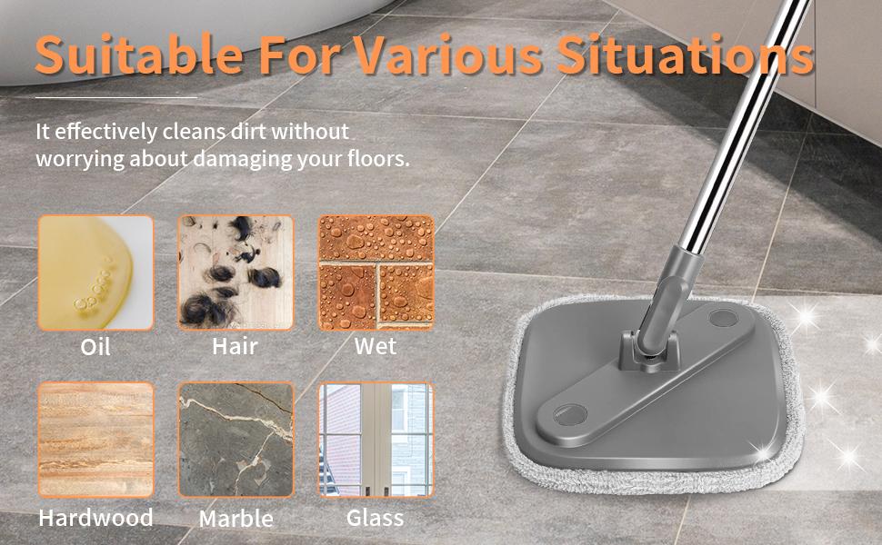 Spin Mop & Bucket Set with Self-Separating Dirty Water & Clean Water System, Self-Drying 360° Spin Square Mop Head for Hardwood Tile Marble Floors, adjustable hand tool, Springtok Spin Mop & Bucket Set with Self-Separating Dirty Water & Clean Water System, Self-Drying 360° Spin Square Mop Head for Hardwood Tile Marble Floors, adjustable hand tool, Springtok