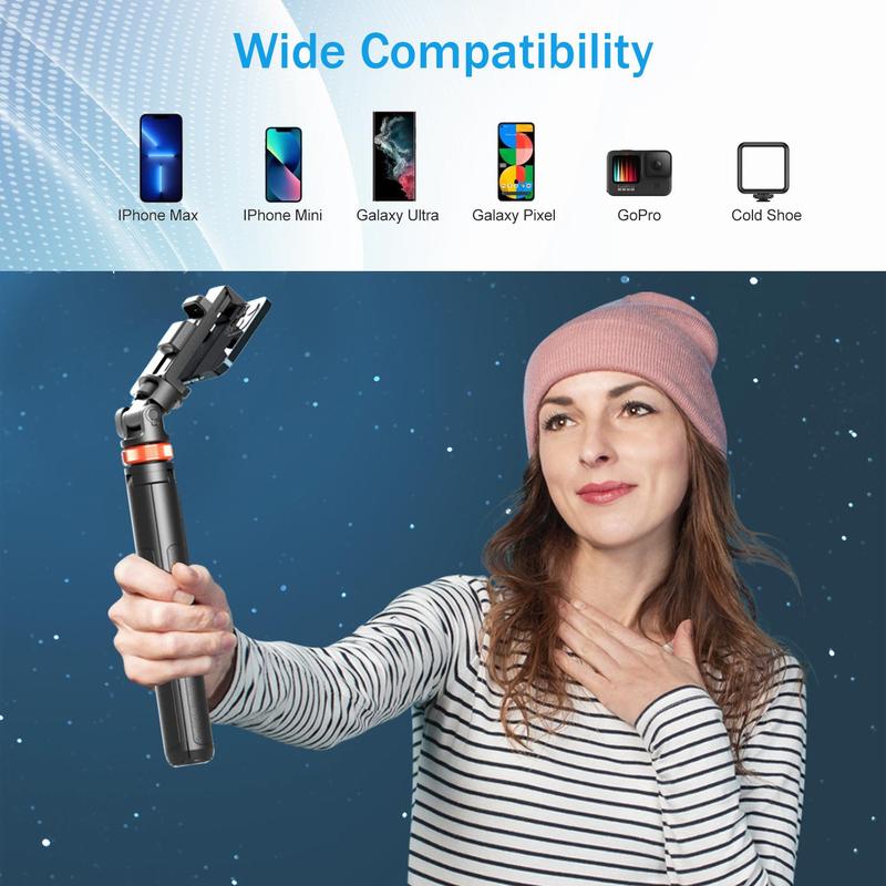 61" Portable Phone Tripod Stand & Selfie Stick Combo with Wireless Remote – Enhanced Stability for Travel, Vlogging, Compatible with iPhone 16/15/14/13 & Android Smartphones