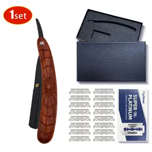 Damascus Steel Razor-Spider Rosewood Handle with 20 Blades,Men's Precision Facial Shaver professional manual shaving edge easy replacement safety Stainless Set Folding Dermaplane Facial Razor Professional Barber Razor Straight Edge Razor Reusable Sleek