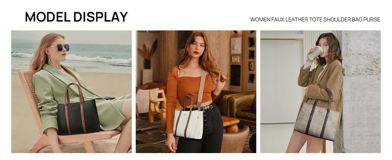 Telena Valentine's Day gift Leather Tote Bag for Women Crossbody Tote Purse Handbag Womens Tote Bag with Compartments and Adjustable Strap