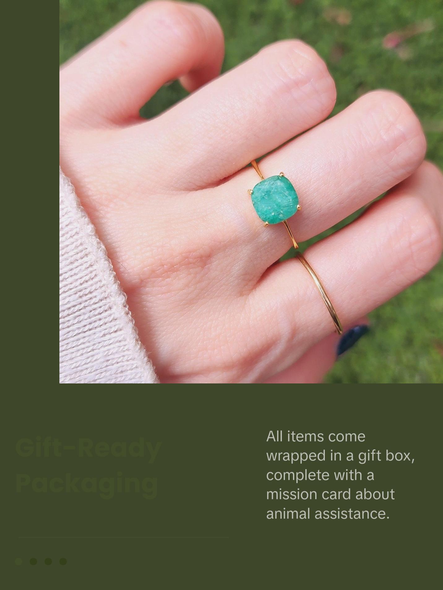 The Asher Natural Emerald Ring - 8x8mm, 3 cts - Handmade in the USA