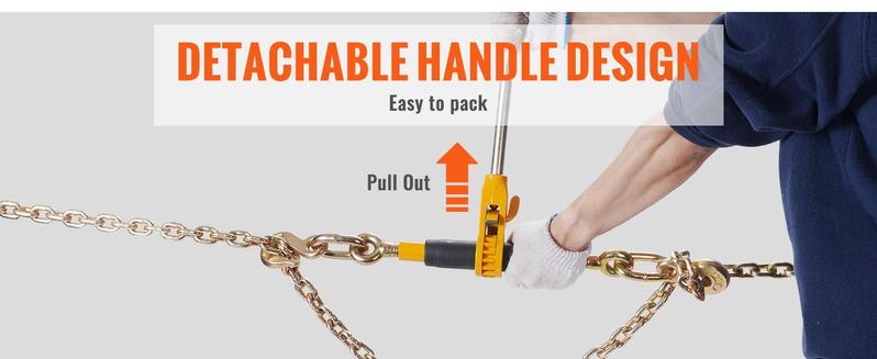 VEVOR Ratchet Chain Binder 2PCS, TikTokShopBlackFriday, 3/8"-1/2" Heavy Duty Load Binders, with G80 Chains 12000 lbs Secure Load Limit, Labor-saving Anti-skid Handle, Tie Down Hauling Chain Binders for Flatbed Truck Trailer