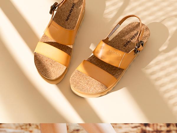 DREAM PAIRS Women's Orthopedic Arch Support Platform Sandals Comfortable Cork Sole Low Wedges Sandals Flatform Summer Dress Shoes Cute Buckle Wedges for Beach