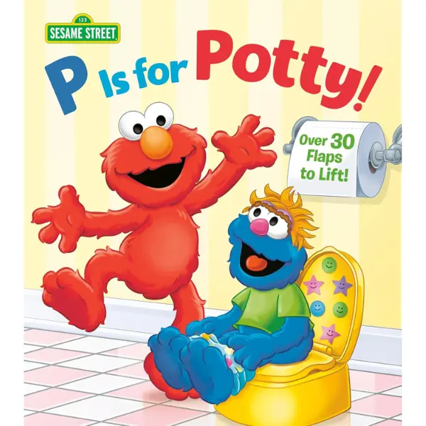 P is for Potty! (Sesame Street) Sturdy Potty-Training Board Book, 1-3 Year Old Toddlers' English Lift-the-Flap Picture Book with 30+ Flaps to Lift for Toddler Learning Activities, Unisex