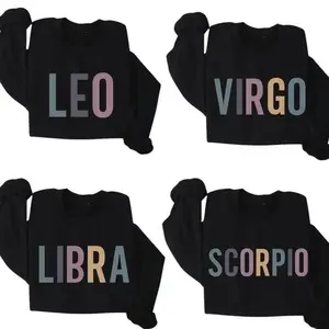 12 Zodiac Signs Graphic Sweatshirt Tshirt - Black, Unisex Astrology Crewneck Pullover, Horoscope Star Sign Shirt, Spiritual Gift for Men and Women, Casual Long Sleeve Top