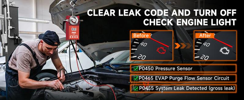 ANCEL L100 Automotive Smoke Machine EVAP Smoke Leak Detector with Digital Pressure Gauge, Air Smoke Dual Modes, Automotive Car Vacuum Leakage Locator All Systems Leak Detector for All Pipes Car Truck