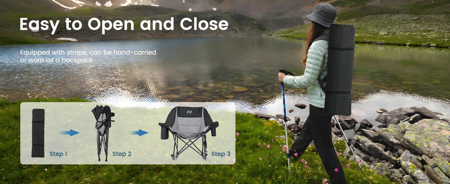 MOPHOTO Rocking Camping Chair,XXL Oversized Folding Fully Padded Outdoor Lawn Chair with Side Pocket,Portable Recliner for Patio, Backyard, Supports 400 lbs