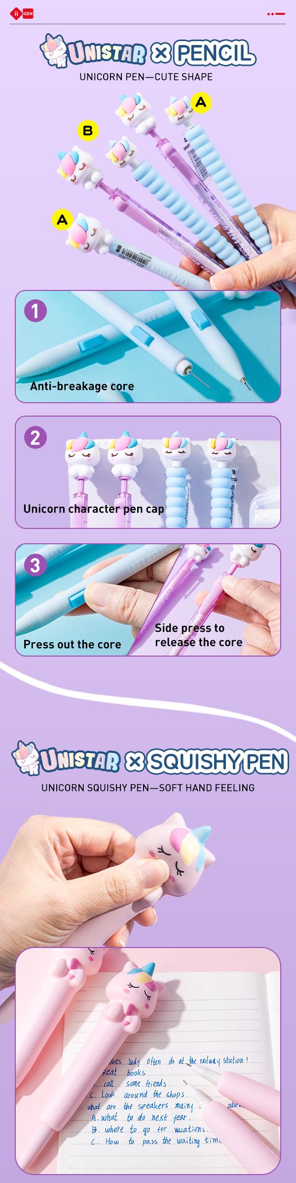 iiGEN KunPanda & Unicorn Back to School Sets! All-in-One School Supply Set，Includes Pencil Case, Mechanical Pencils,Gel Pens,Markers,Notebooks,Eraser,Ruler & Striker- Must-4 Styles Gift for Kids & Students!
