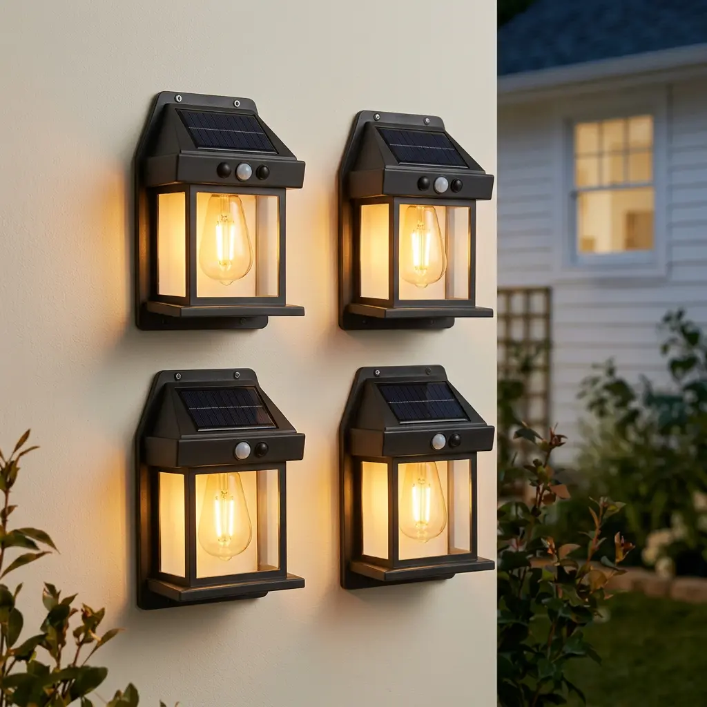 4 Pack Solar Outdoor Wall Lights with Motion Sensor, Waterproof IP65 Garden Security Lighting, 3 Modes Auto Dusk to Dawn, Wireless Decorative Lamp for Patio, Villa, Pathway,#summervibes summergarden#SummerWins #DealsForYouDays
