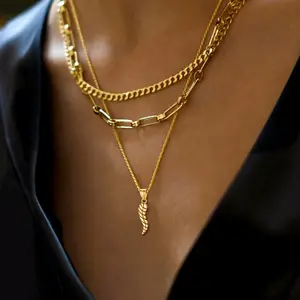 U7 Italian Horn Pendant for Men Women Cornicello Necklace 316L Stainless Steel Men Jewelry