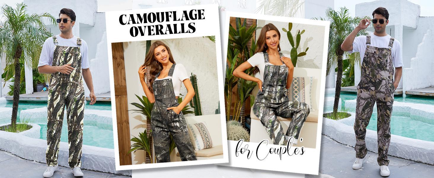 Yuanbang Stretchy Men's Camo Overalls Denim Spring Hunting Bib Turkey Season Gear Outdoor Workwear Fashion Pattern Coveralls Y2k Menswear Daily Outfits Camouflage Romper Country Stuff Clothes Adjustable Straps Jumpsuit Casual Pants Valentine's Gifts Sprin