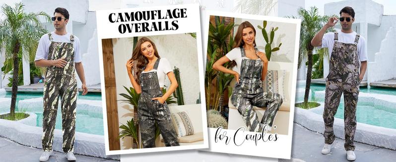 Yuanbang Stretchy Men's Camo Overalls Denim Spring Hunting Bib Turkey Season Gear Outdoor Workwear Fashion Pattern Coveralls Y2k Menswear Daily Outfits Camouflage Romper Country Stuff Clothes Adjustable Straps Jumpsuit Casual Pants Valentine's Gifts