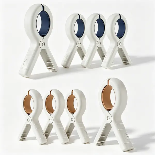 Extra Large Clothes Pins for Beach-5.1 Inch Jumbo Beach Towel Clips for Chairs - 8 Pack Towel Clip for Chair Cruise Pool Essentials,Heavy Duty Towel Holder for Clothes Boat, 2 Vibrant Colors Khaki and Blue